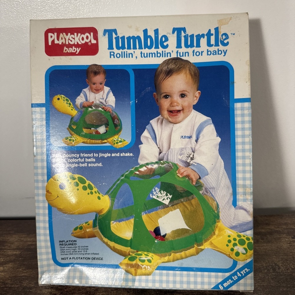 Vintage Playskool Toy Baby Tumble Turtle Inflatable 1986‎ 6mo-4yrs